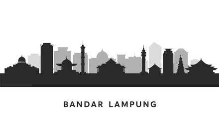 Naklejka premium Bandar Lampung Skyline with Cityscape, Indonesia, and Vector.