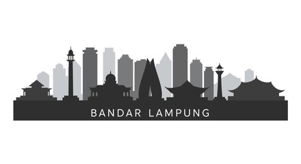 Fototapeta premium Bandar Lampung Skyline with Indonesia Cityscape Vector.