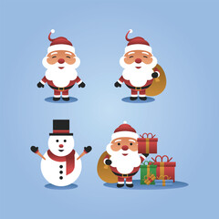 cartoon character santa claus with lots of gifts