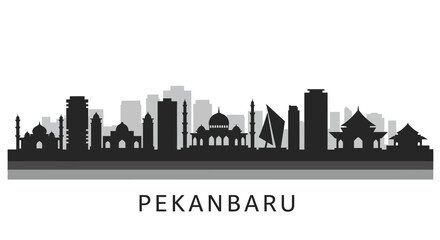 Fototapeta premium Pekanbaru City Skyline Silhouette. (1)