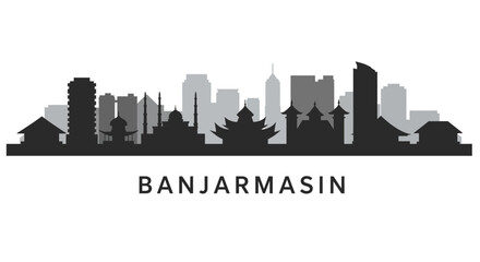 Fototapeta premium Banjarmasin Skyline Silhouette.