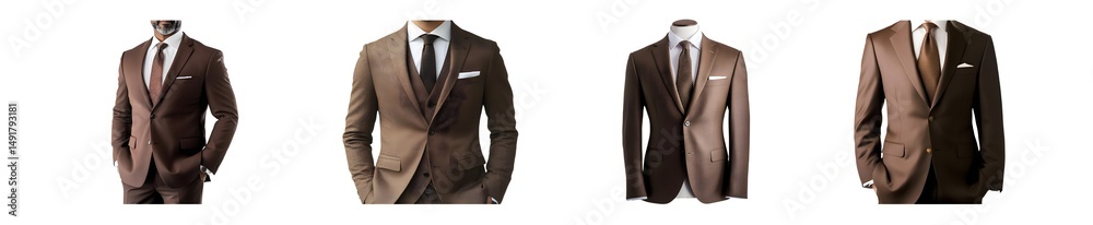 Poster multiple formal suits displayed in a row. isolated on transparent background