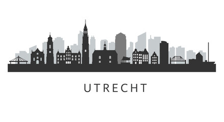 Obraz premium Utrecht Skyline with Netherlands Cityscape, and Vector Illustration. (1)