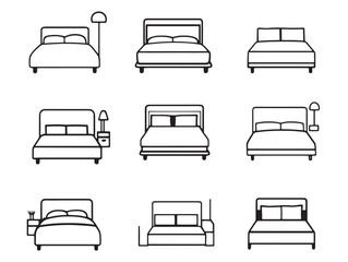 simple elegant bed line art vector illustration design