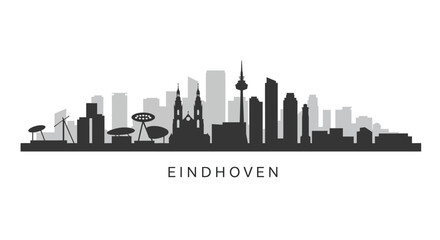 Obraz premium Eindhoven Skyline with Netherlands Cityscape, and Urban Silhouette.