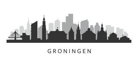 Groningen Skyline with Netherlands Cityscape, and Vector Illustration.