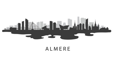 Naklejka premium Almere Skyline with Netherlands Cityscape, and Urban Vector.