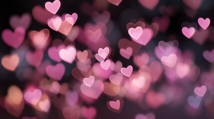 Delicate pink heart bokeh background