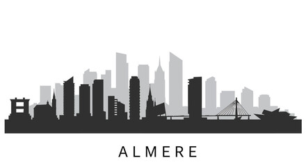 Fototapeta premium Almere Skyline with Netherlands Cityscape Silhouette.
