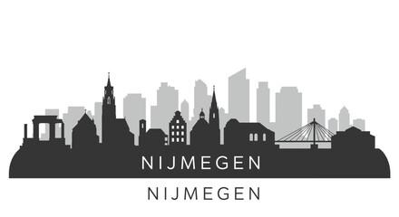 Naklejka premium Nijmegen Skyline with Netherlands Cityscape Vector.
