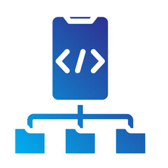Mobile phone with code block connected to nodes