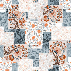 Mughal flower motif abstract art
