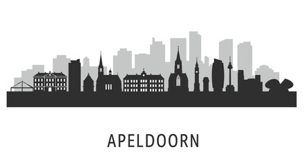 Fototapeta premium Apeldoorn Skyline with Netherlands Cityscape Silhouette.