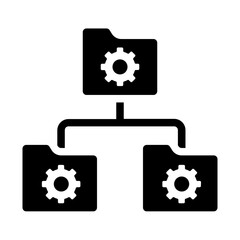 File system structure icon with automation gear