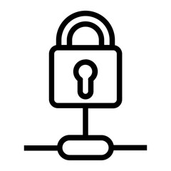 Padlock connected to network symbolizing secure access