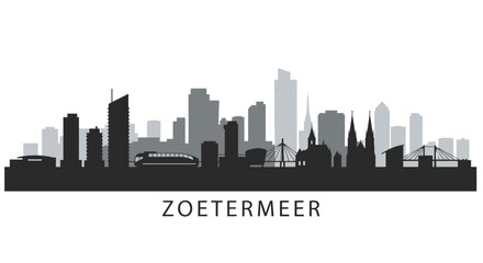 Naklejka premium Zoetermeer Skyline with Netherlands Cityscape Silhouette.