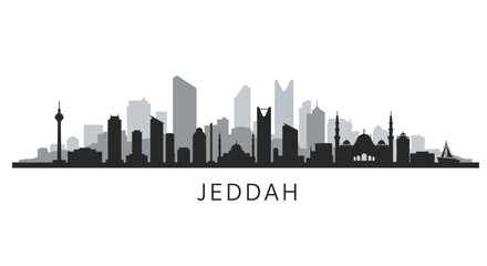 Naklejka premium Jeddah Skyline with Saudi Arabia Cityscape Vector.
