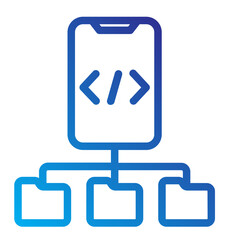 Mobile phone with code block connected to nodes