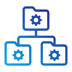File system structure icon with automation gear