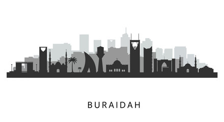 Naklejka premium Buraidah Cityscape Skyline with Saudi Arabia, and Vector Illustration.