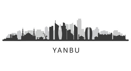 Naklejka premium Yanbu Cityscape Skyline with Saudi Arabia, and Vector.