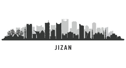 Obraz premium Jizan City Skyline Silhouette.