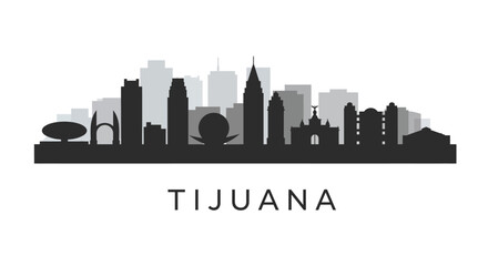 Naklejka premium Tijuana City Skyline Silhouette Vector.