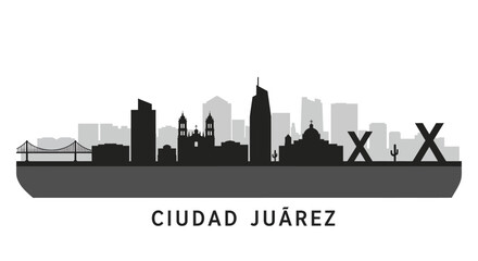 Fototapeta premium Ciudad Juarez Skyline with Mexico Cityscape Vector.