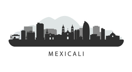 Naklejka premium Mexicali Skyline with Baja California, and Mexico Cityscape.