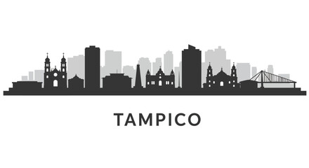 Naklejka premium Tampico Skyline with Mexico Cityscape, and Vector Illustration.