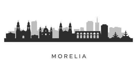 Naklejka premium Morelia Mexico Skyline Silhouette Vector.
