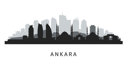 Naklejka premium Ankara Skyline Cityscape Silhouette.