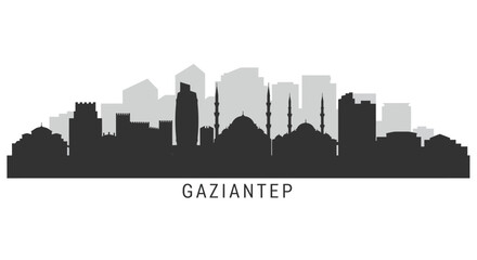 Naklejka premium Gaziantep Turkey Skyline Silhouette Vector.