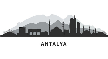 Fototapeta premium Antalya skyline silhouette with Turkey, and city vector.