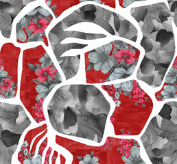 skull and bones in red