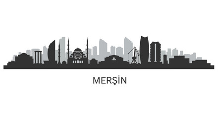 Mersin Skyline Turkey City Silhouette Vector.