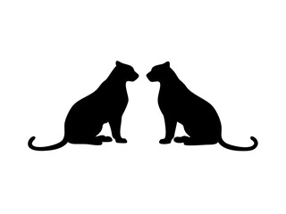 Two Panthers Sitting Silhouettes