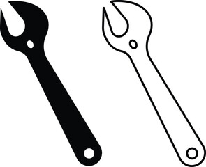 Repair tools and service icon set. Wrench, screwdriver and gear setting vector collection isolated on transparent background. Spanner perfect for diy crafting, and repair projects glyph symbol.