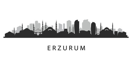 Fototapeta premium Erzurum City Skyline Black and White.