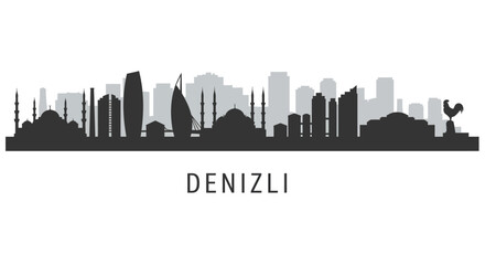 Fototapeta premium Denizli City Skyline Silhouette.