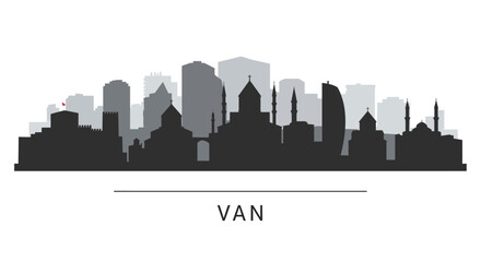 Fototapeta premium Van with Turkey Skyline City Silhouette.