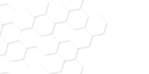 Abstract white hexagon concept background. Seamless bright white abstract honeycomb. Technology for design element vector abstract background.	