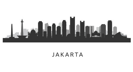 Naklejka premium Jakarta Skyline Silhouette.