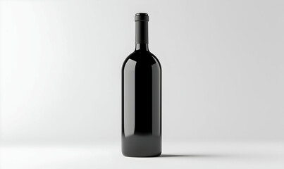 Elegant Black Wine Bottle on White Background in Studio Setting