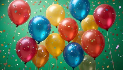 Joyful celebration colorful balloons and confetti