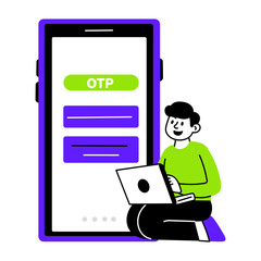 A hand drawn style illustration of login otp