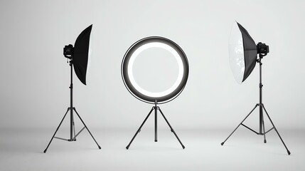 A mockup of a branded ring light on a white background