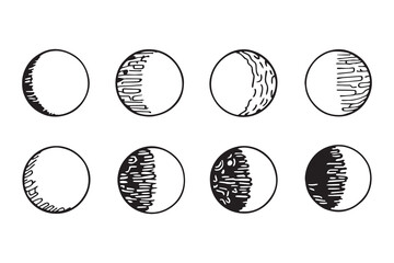 moon line art and black color