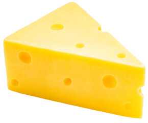 Sliced Cheese isolated on white background, Hard Cheese on white, with Clipping path, High resolution focus stacking photography. PNG file.