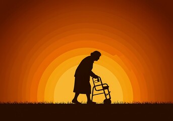 Fototapeta premium Sunset Stroll AI Generated